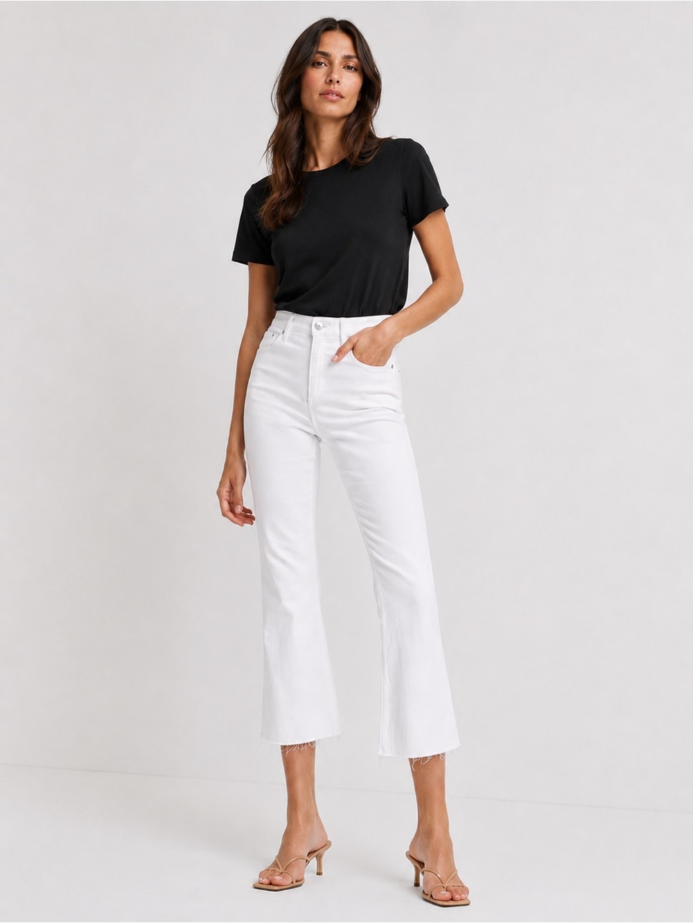 Just Black Denim White Crop Flare Jeans - 27